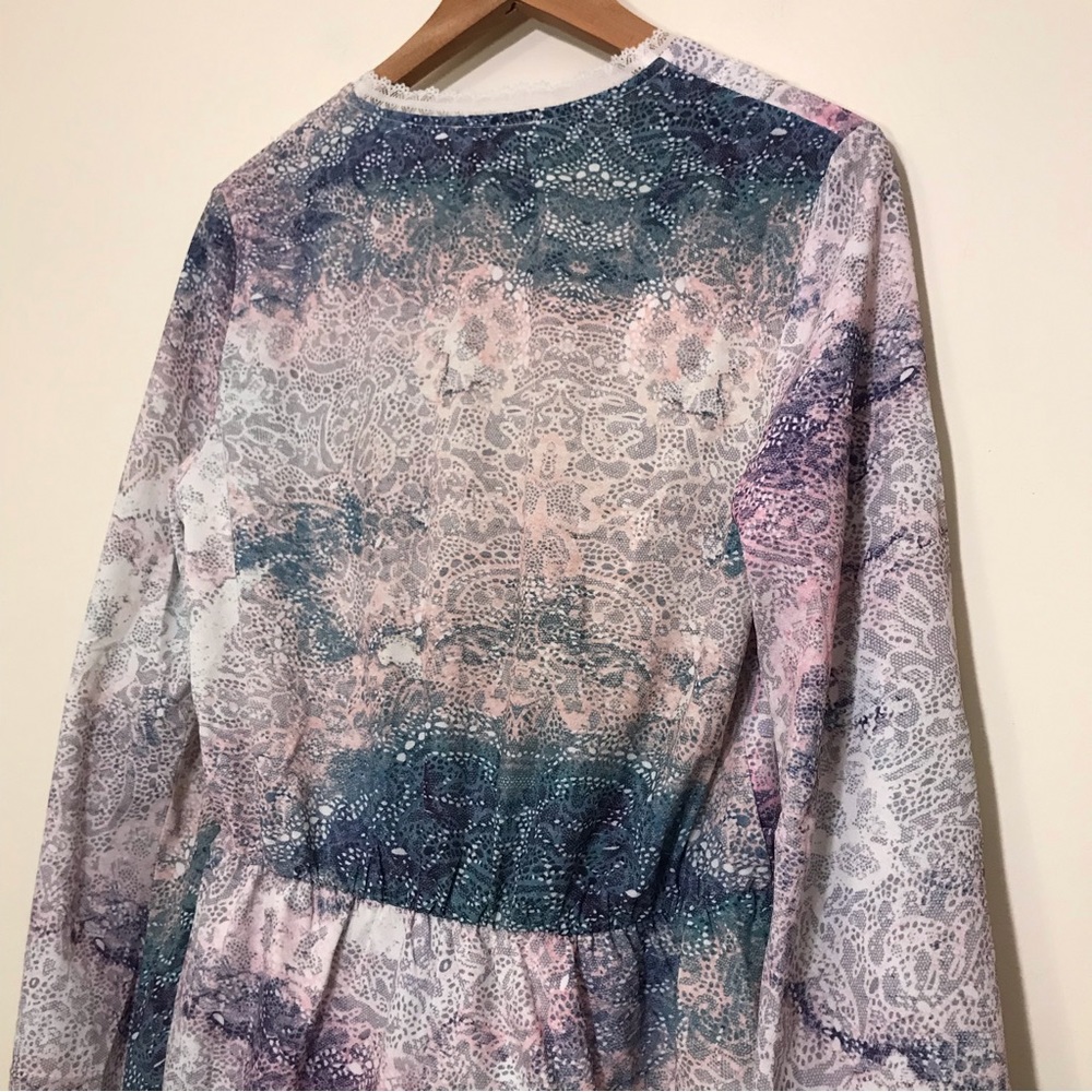 Free the Roses Pastel Lace Romper Long Sleeve Tassels Polyester Purple Small - Picture 5 of 11
